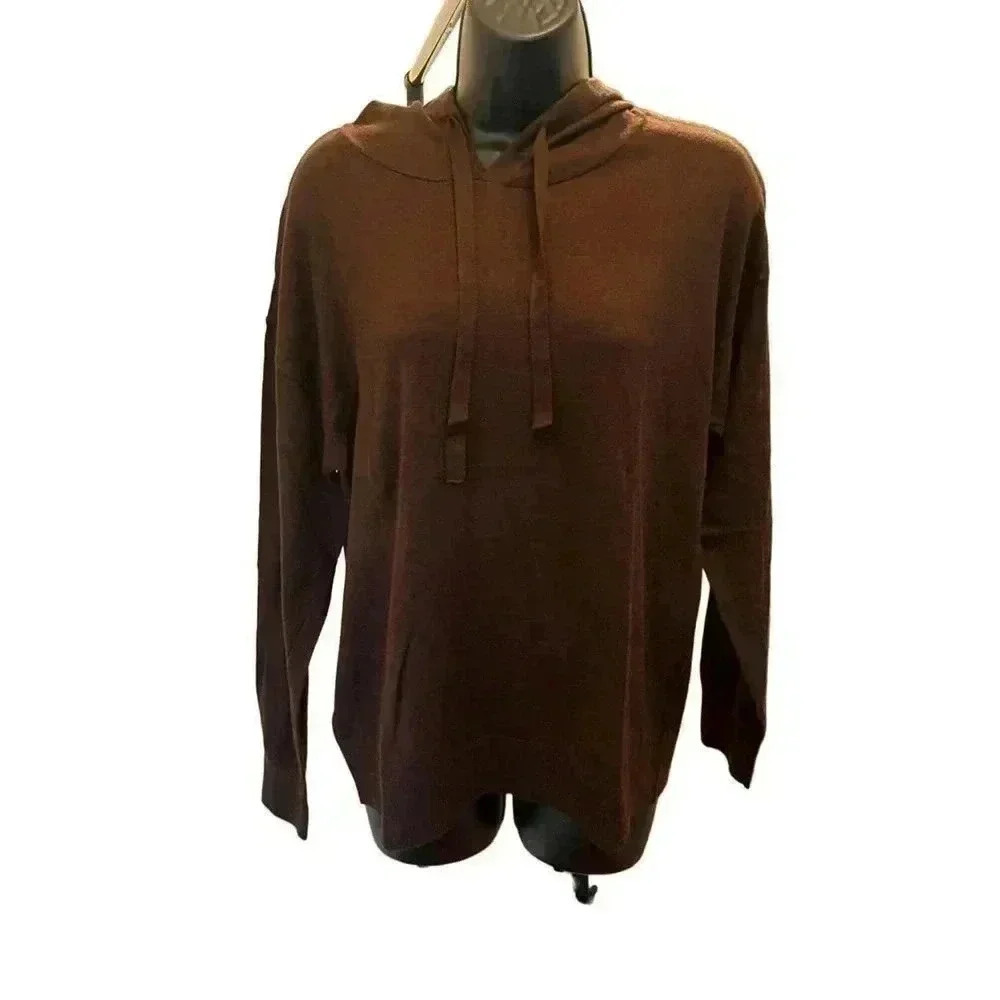 LUXURY PREMIER COLLECTION Brown Cashmere Blend Hoodie - size Small